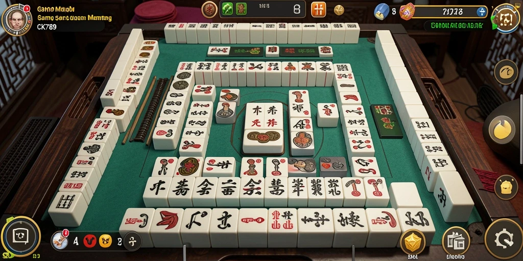 Tampilan gameplay CK789 dengan ubin Mahjong yang berwarna-warni dan menarik.