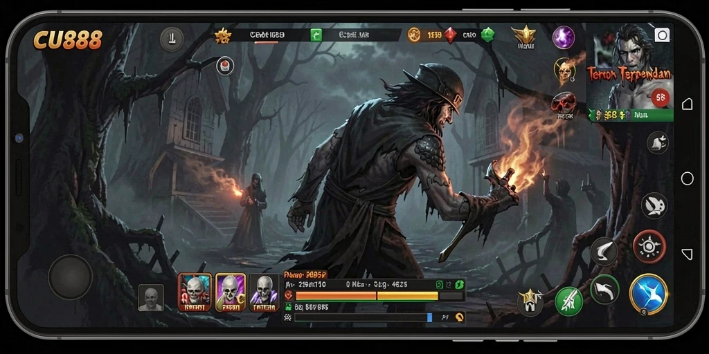 Screenshot menunjukkan suasana mencekam dalam gameplay Horror.