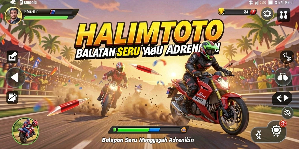 Tampilan gameplay <strong>HALIMTOTO</strong> yang seru dan menegangkan saat balapan.