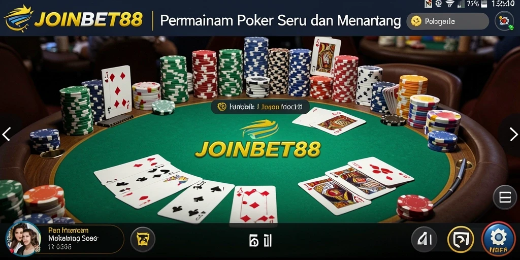 Screenshot gameplay seru dari <strong>JOINBET88</strong> yang menunjukkan aksi poker yang mendebarkan.