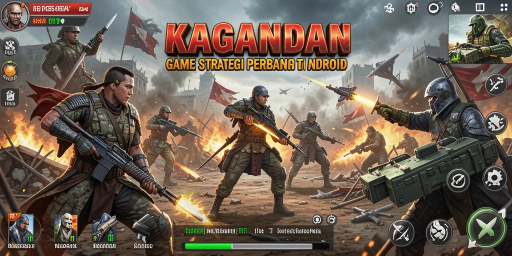 Tangkapan layar KAGANDAN menampilkan pertempuran epik antara pasukan yang berlawanan.