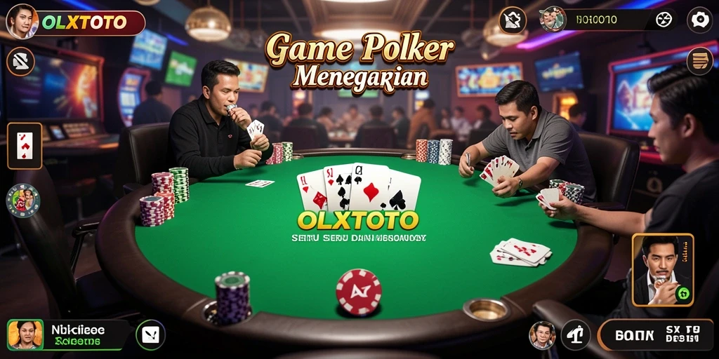 Screenshot utama OLXTOTO menampilkan gameplay Poker yang mendebarkan.