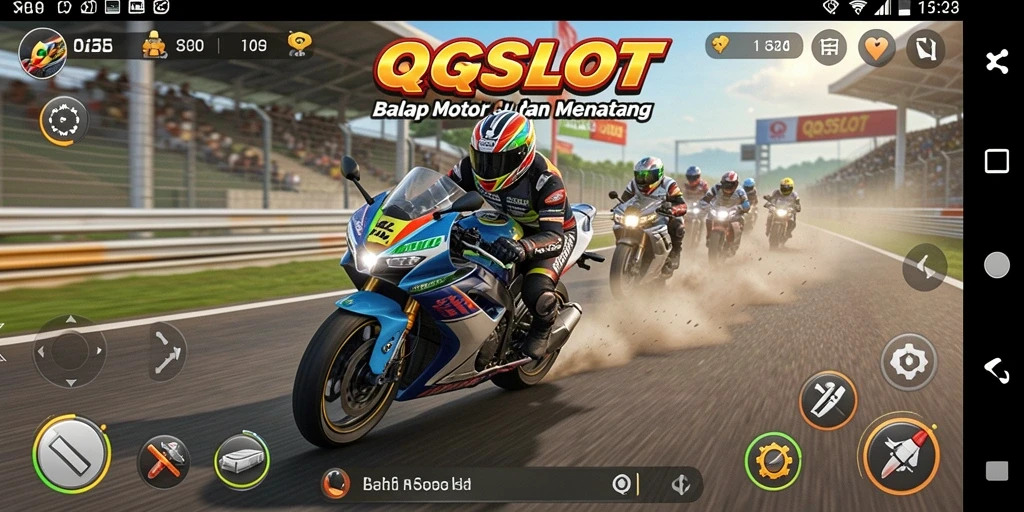 Gameplay QQSLOT yang seru di lintasan balap motor.