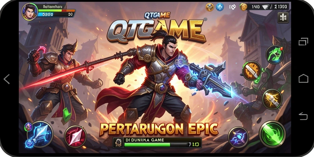 Gameplay seru dan mendebarkan di QTGAME dengan pertarungan antar karakter.