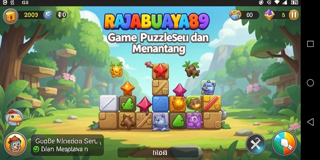 Tampilan gameplay utama RAJABUAYA89 yang menampilkan level Puzzle