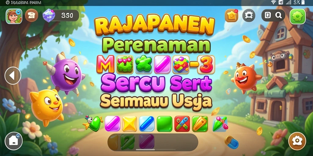 Tampilan menarik dari gameplay RAJAPANEN Match-3 yang seru.