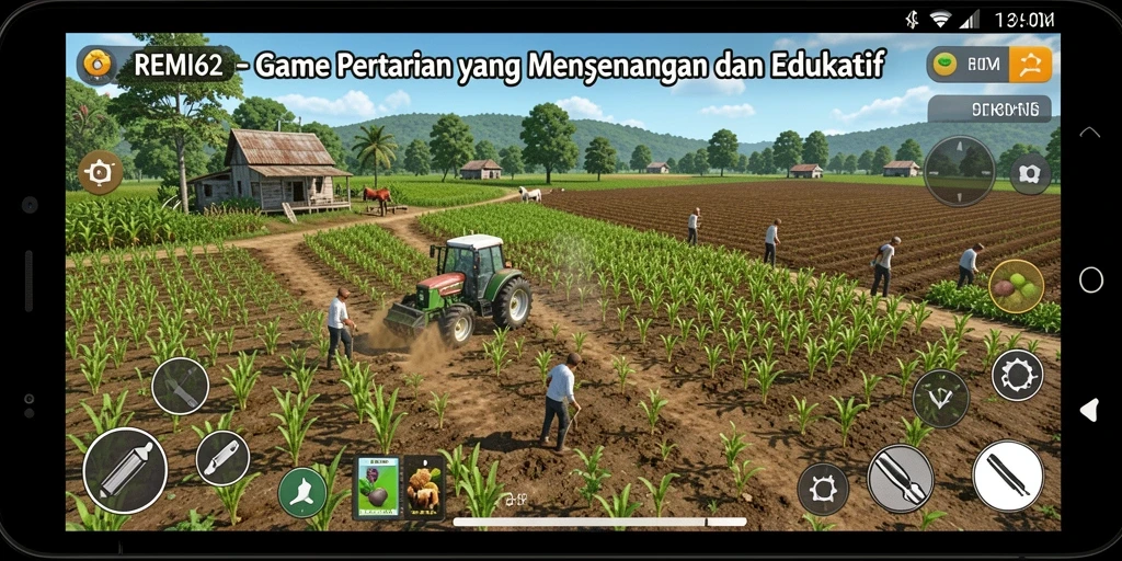 Screenshot REMI62 menampilkan gameplay seru dalam mengelola kebun pertanian.