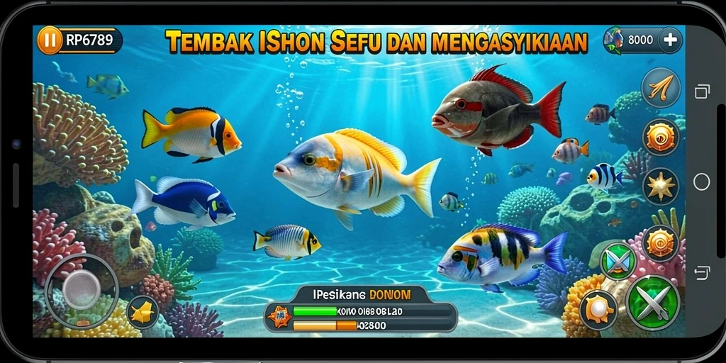 Screenshot gameplay RP6789 menampilkan aksi menembak ikan yang seru.