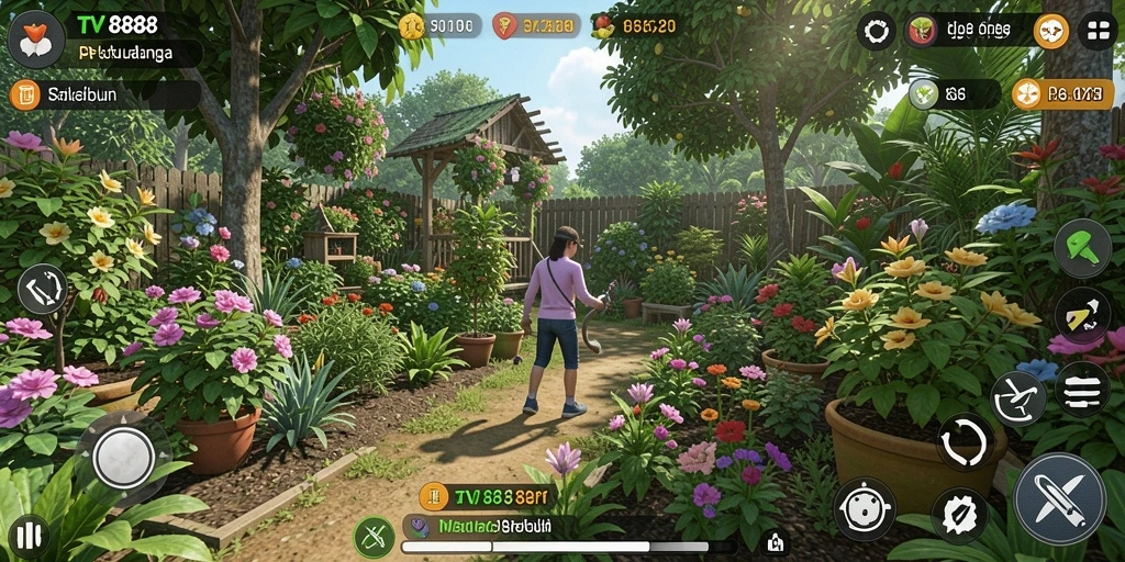 Tangkapan layar utama TV888 menunjukkan keseruan bermain Farming.